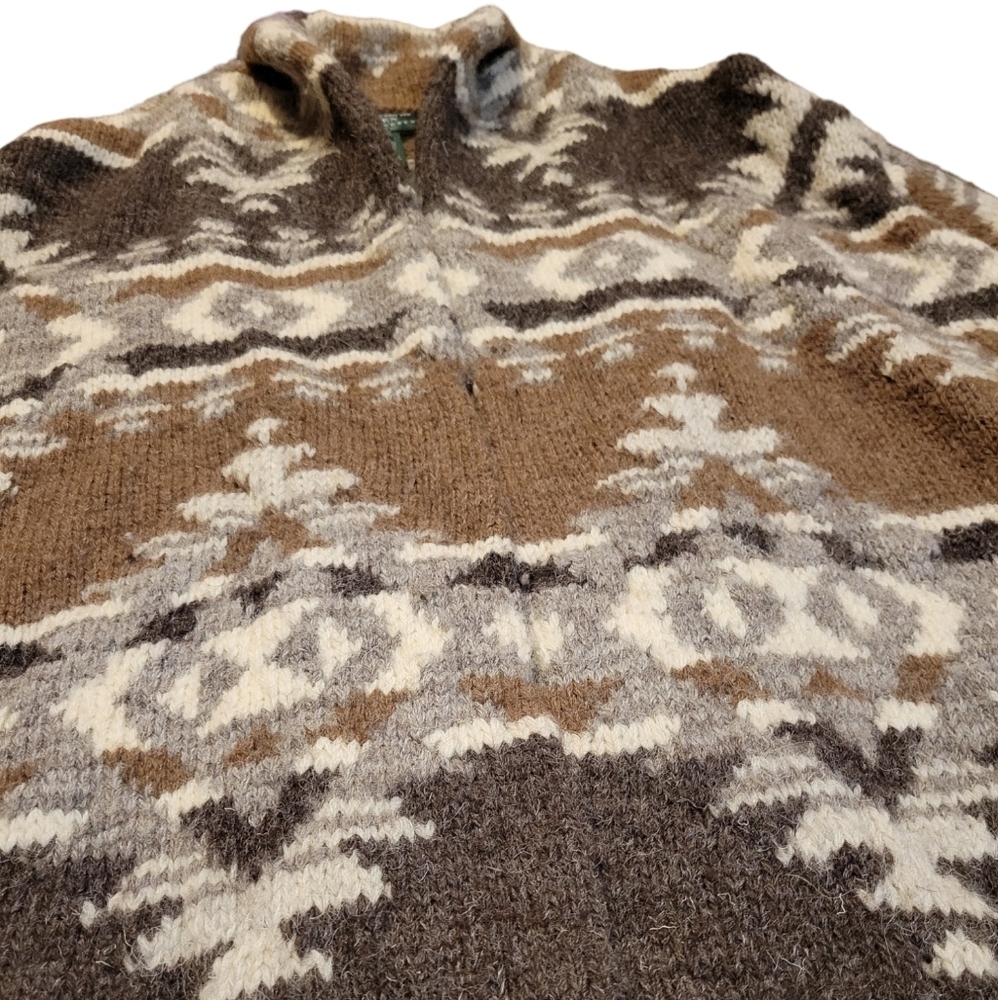 Lauren Ralph Lauren Exclusive Hand Knit  100% Wool Cardigan Sweater Size Small - Picture 9 of 11